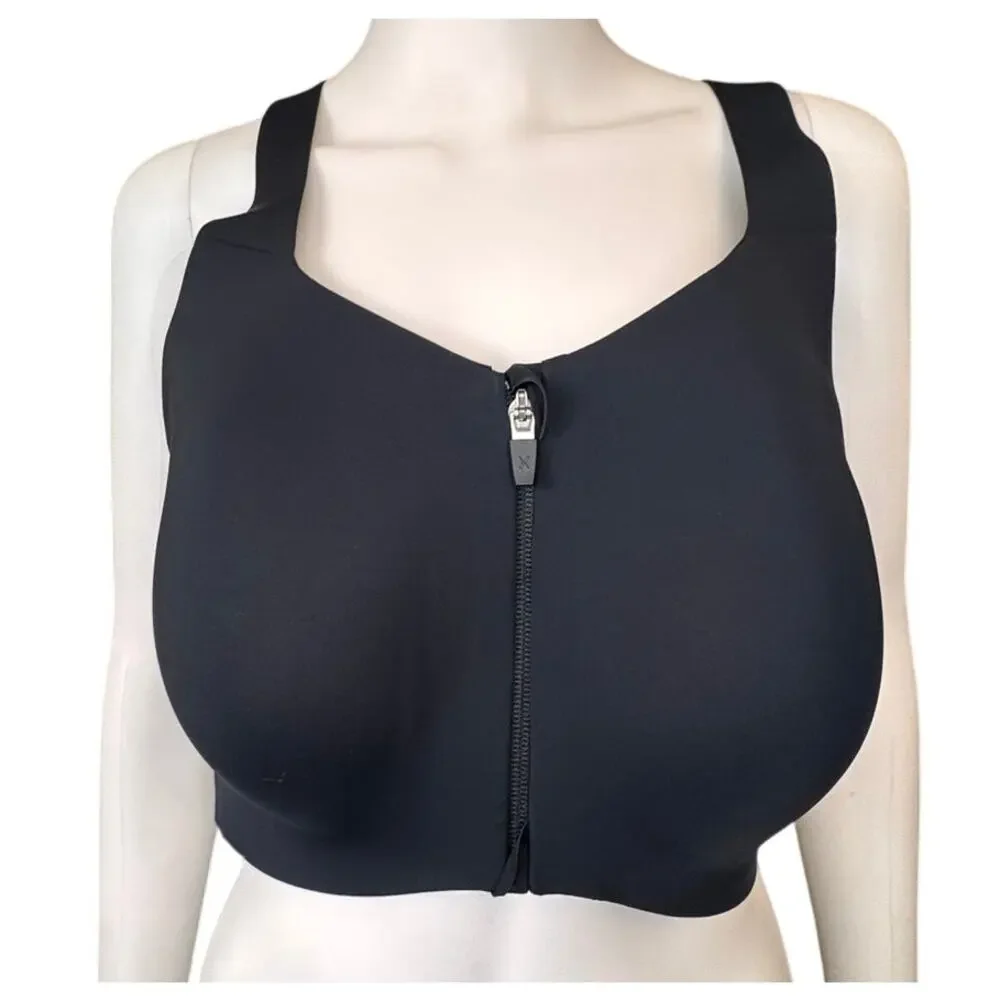 New KNIX Women's Black Catalyst Front Zip Sports Bra Size 8+